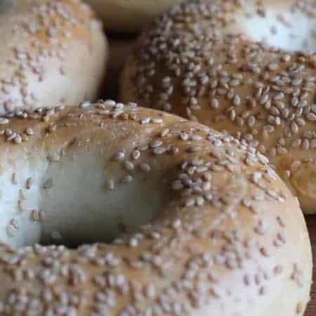 bagels with sesame seeds stock video clip